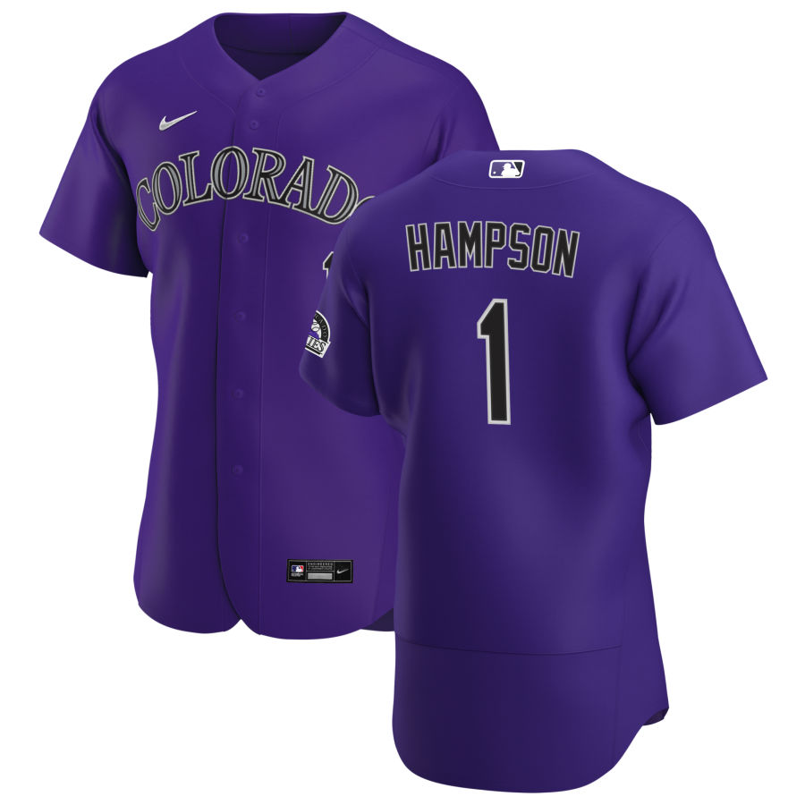 Colorado Rockies 1 Garrett Hampson Men Nike Purple Alternate 2020 Authentic Player MLB Jersey